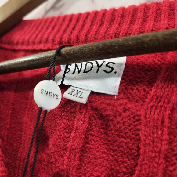 SNDYS Sweater Womens XXL 2X Red Jumper Wide Balloon Oversized Revolve - Picture 3 of 12